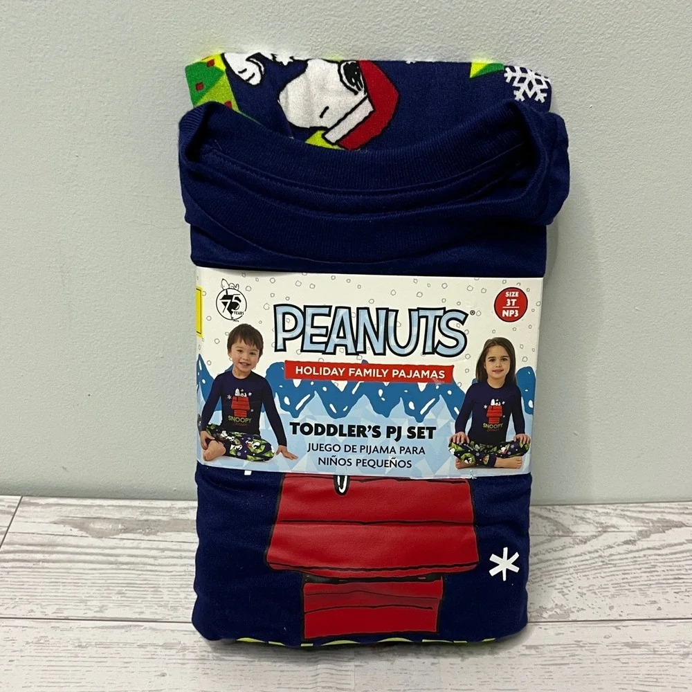 Peanuts Snoopy Holiday Family Pajamas Toddler 3T Navy Blue Snoopy‎ Season Set